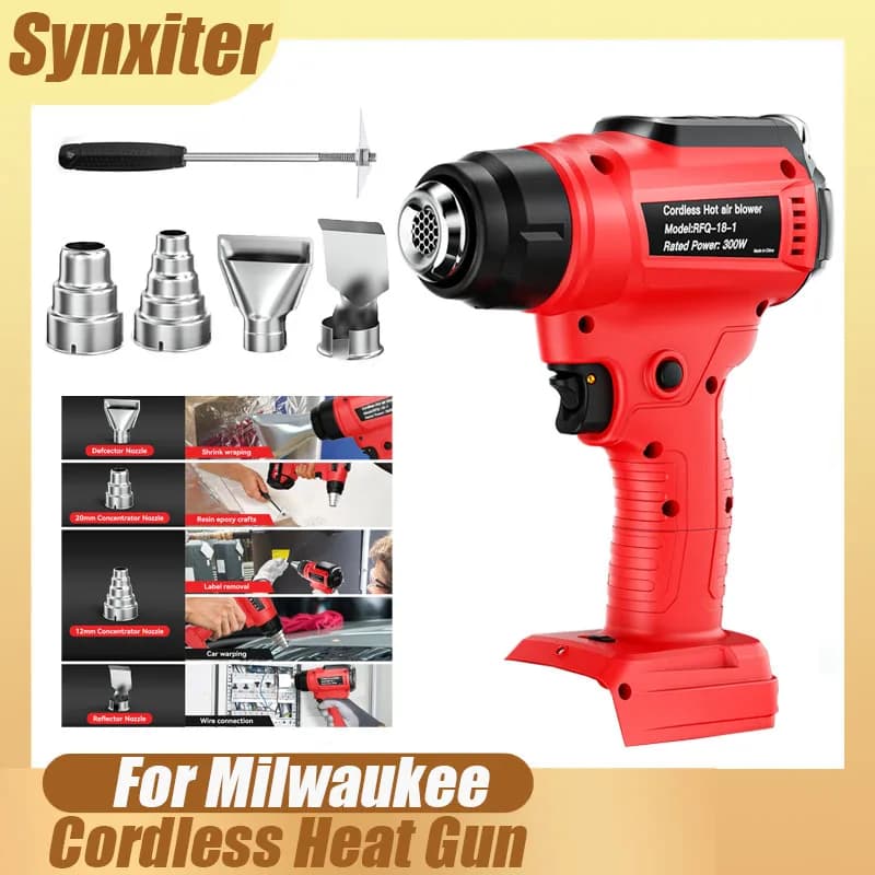 Pistola di calore a batteria per Milwaukee 18V Batteria Pistola ad aria calda portatile Riscaldamento rapido per avvolgimento termoretraibile per auto Utensile elettrico industriale