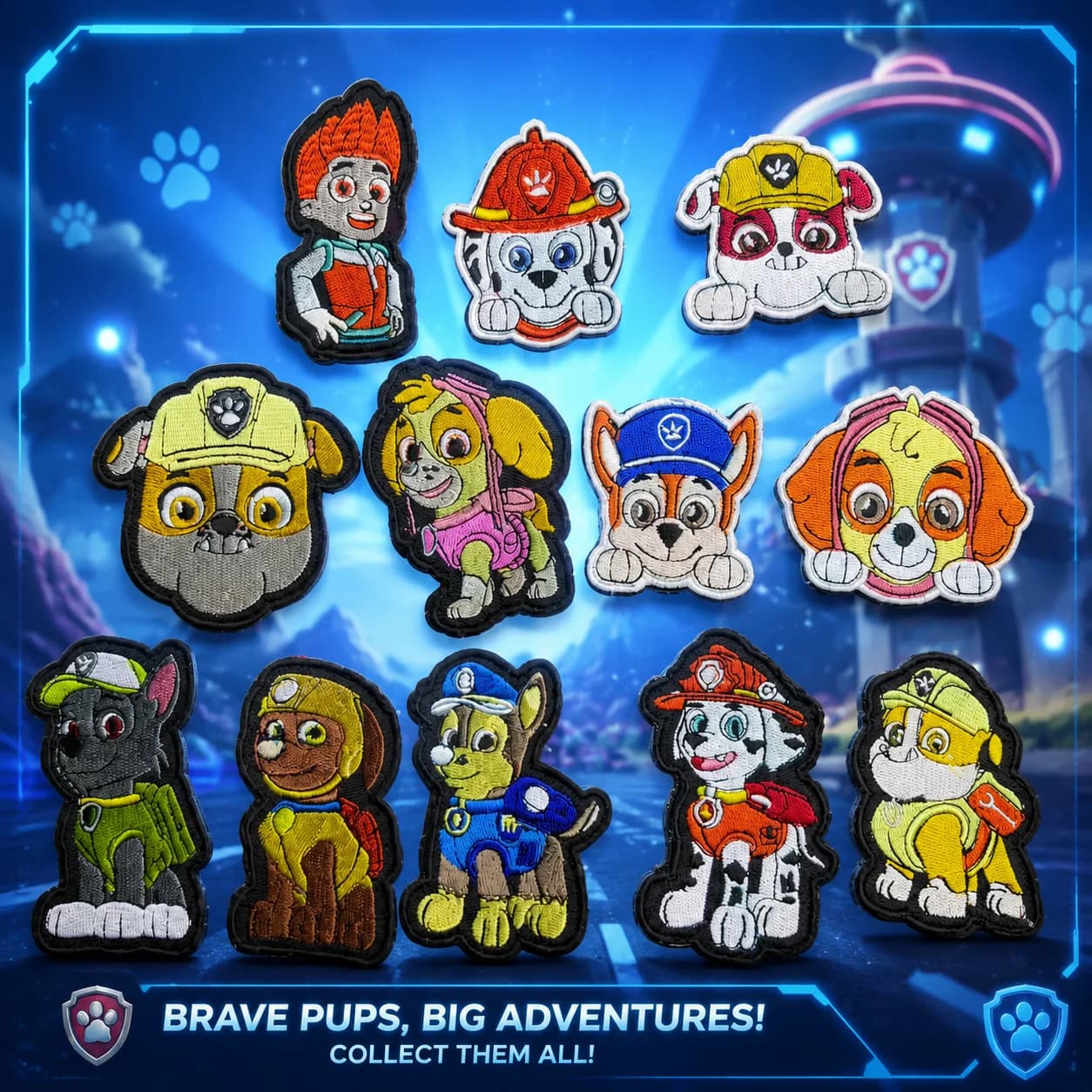 Super Wings Paw Patrol Hook and Loop Velcro Patch Skye Rubble Marshall Chase Morale Embroidery Badge Backpack Arm Hat Patch