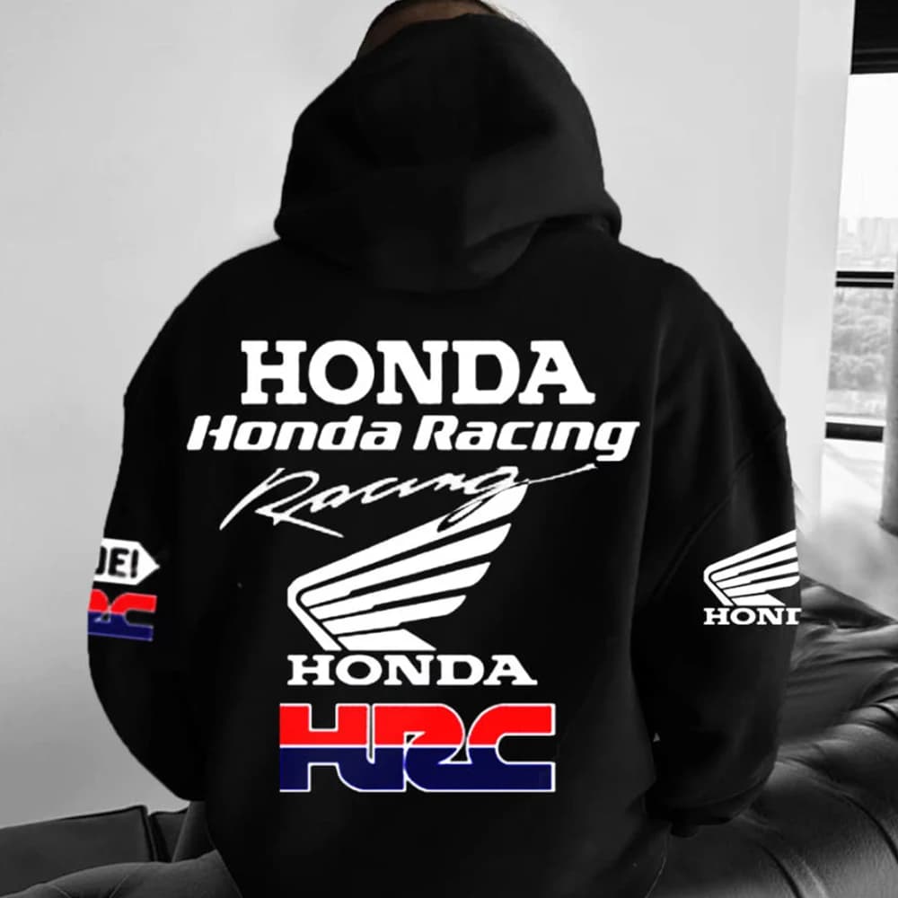 Felpa con cappuccio per appassionati di motociclette Uomo Donna Autunno/Inverno Pullover a maniche lunghe Moto Honda Giacca sportiva e per il tempo libero stampata