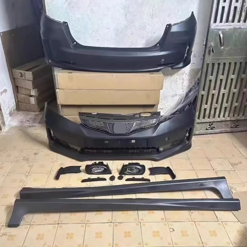 Kit Carrozzeria New Style PP for Honda FIT JAZZ 2a Gen GE6 GE8 11-13: Front and rear bumper, Modified Side Miniskirts