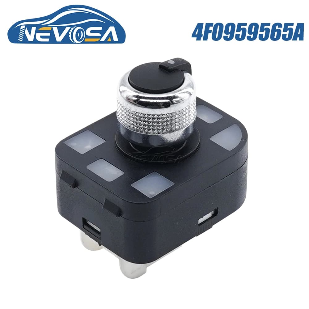 NEVOSA 4F 0959565 A Per Audi Chrome Q7 R8 A6 S6 TT S4 A4 Manopola vista posteriore Specchio Interruttore Pulsante 4FD 959565 A 4H 0959565 Accessori per auto