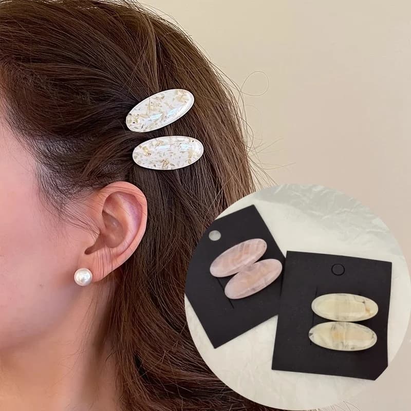 Nuove Mollette per Capelli da 4,5 cm alla Moda, Fermagli Ovali in Acetato per Frangia, Clip a Becco d'Anatra per Ragazze, Accessori per Capelli