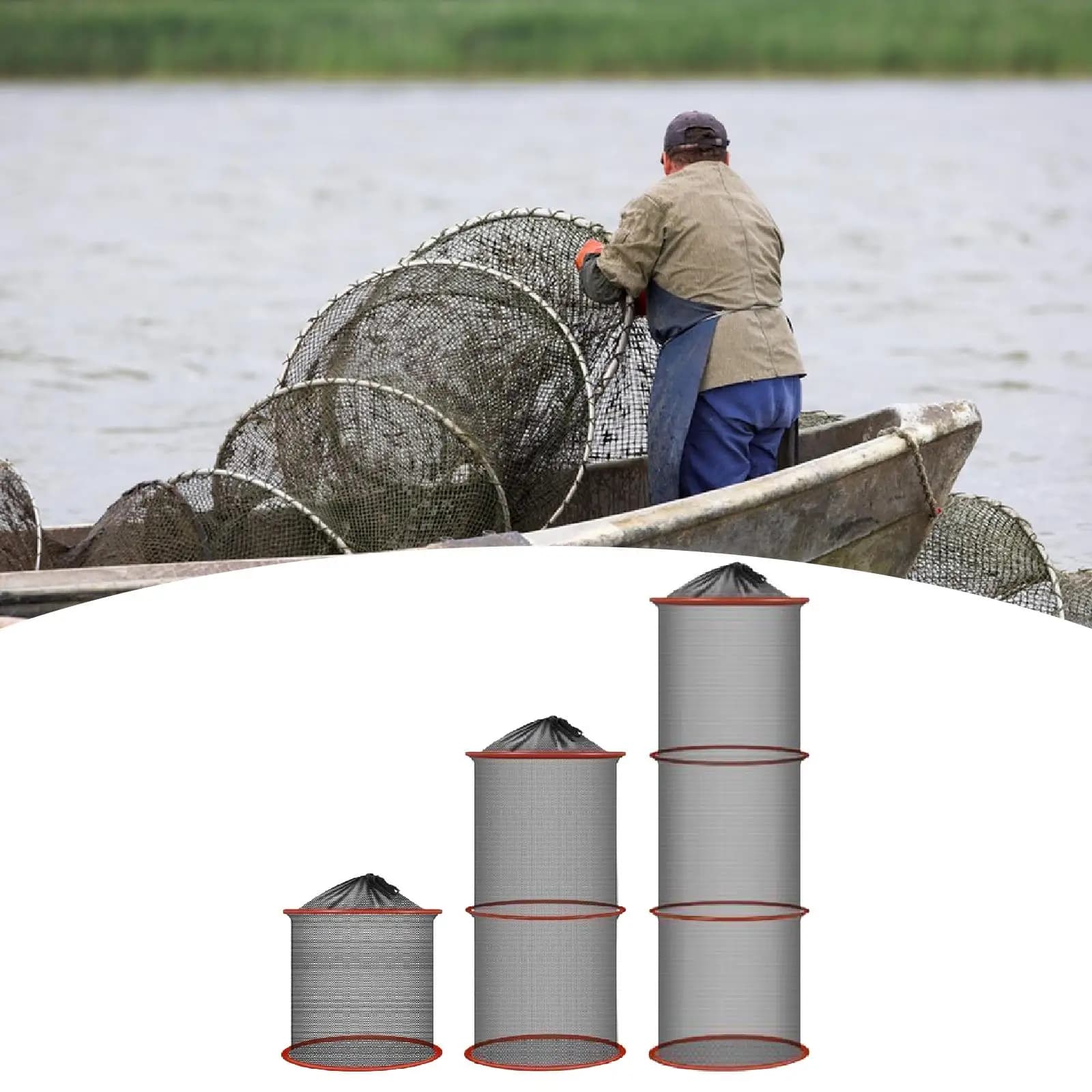 Cestino per pesci pieghevole Accessorio pratico pieghevole Porta pesci Rete di protezione per pesci per serbatoio di barche d'acqua salata Fiume d'acqua dolce