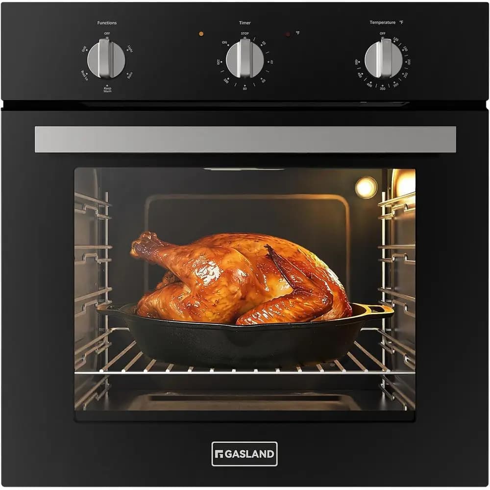 24 Inch Built-in Electric Oven, 2.79 Cu.t Single Wall Oven with 5 Cooking es, Knob Control, Removavle Triple-Layer Glass Door, 2