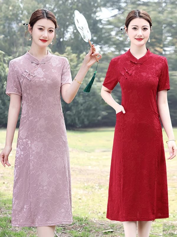 Abito da Madre Stile Giovane, Nuovo Arrivo Estivo, Vestito per Cerimonia Nuziale, Abito Slim Fit Ricamato a Mezza Lunghezza
