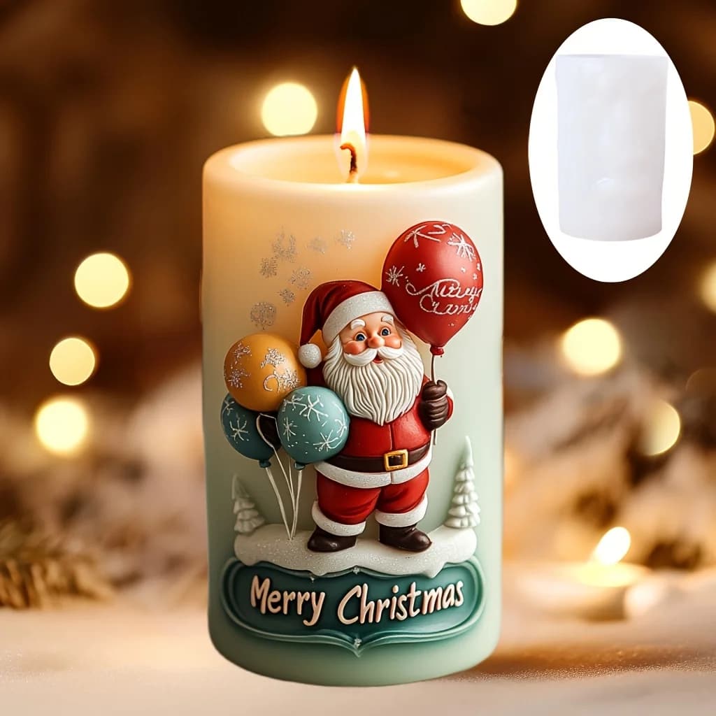 Babbo Natale Prendi palloncino Candela cilindrica profumata Stampo in silicone Babbo Natale Tirare palloncino Stampi in gesso in resina Regalo di Natale