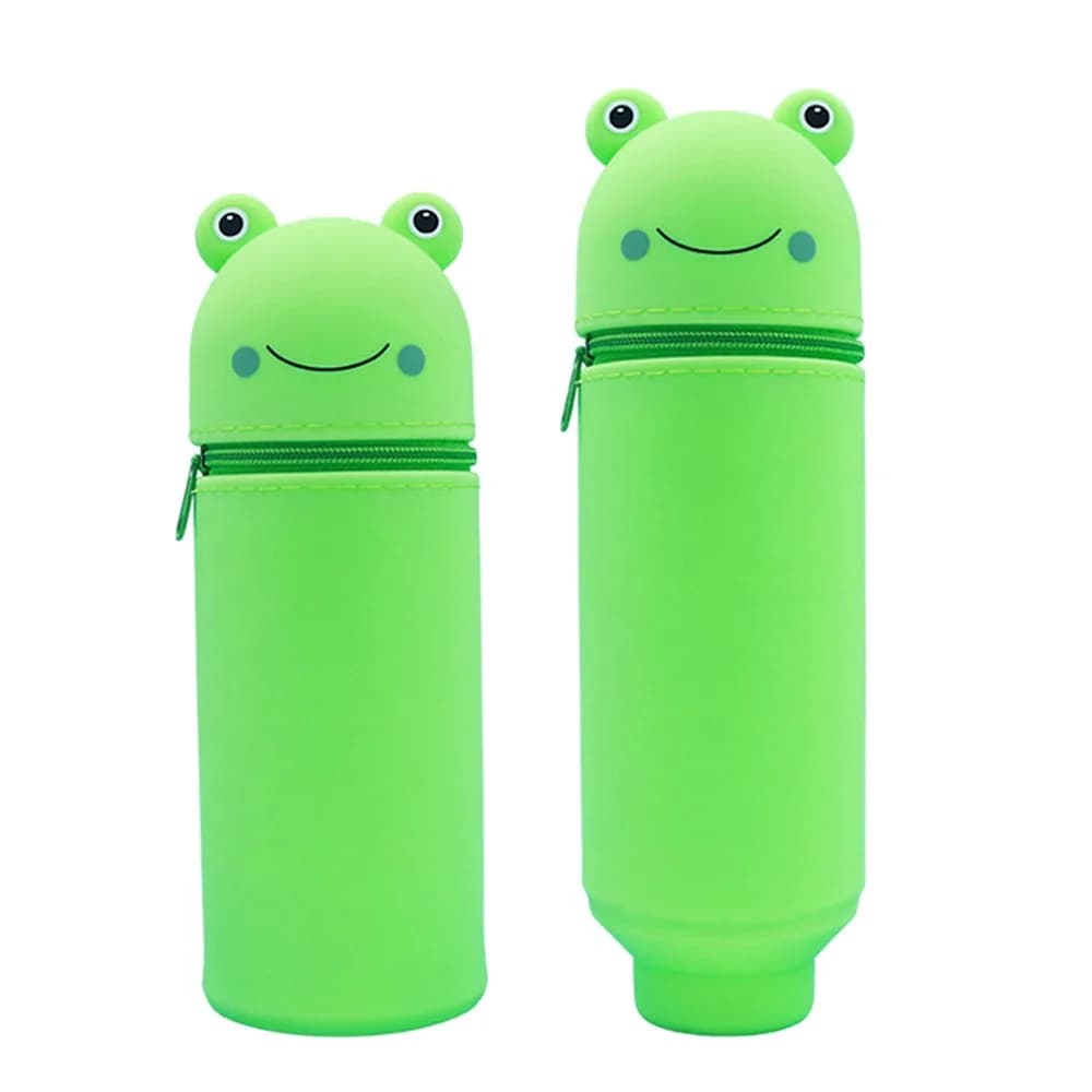 Simpatico astuccio in silicone a forma di animale, pieghevole, per cancelleria, con chiusura a cerniera, per riporre articoli di cancelleria, per ufficio scolastico