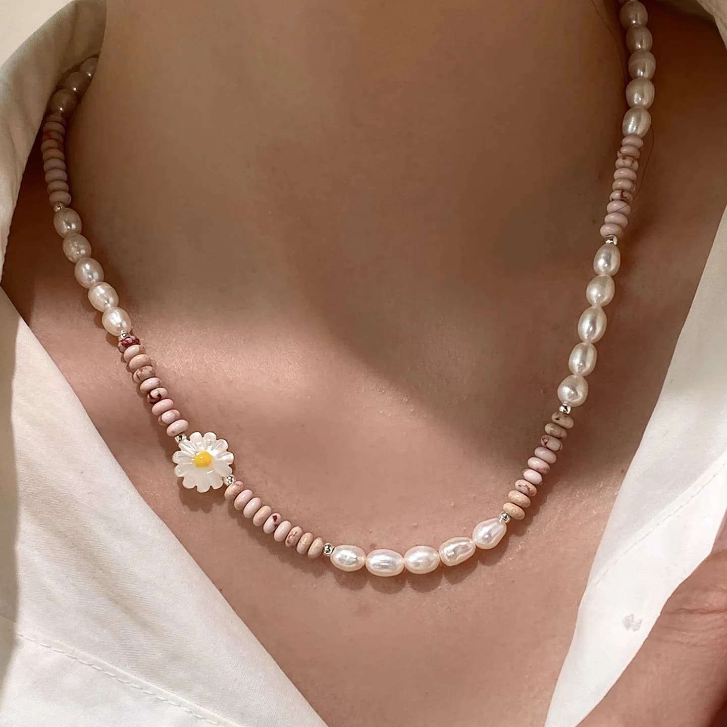 New Arrival Trendy Pink Emperor Shoushan Stone & Natural Freshwater Pearl 14K Gold Filled Female Necklace For Women Gifts