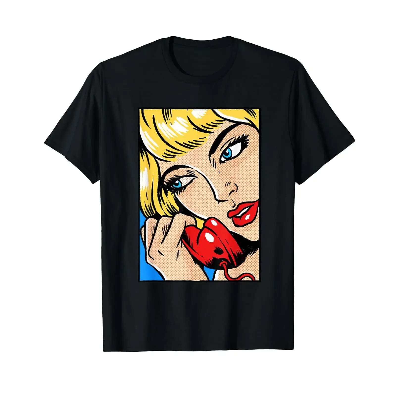 Suspicious Women Pop Art Comic Book Popular Culture Artist T Shirt vintage Washed Casual Top For Everyday Wear Versatile