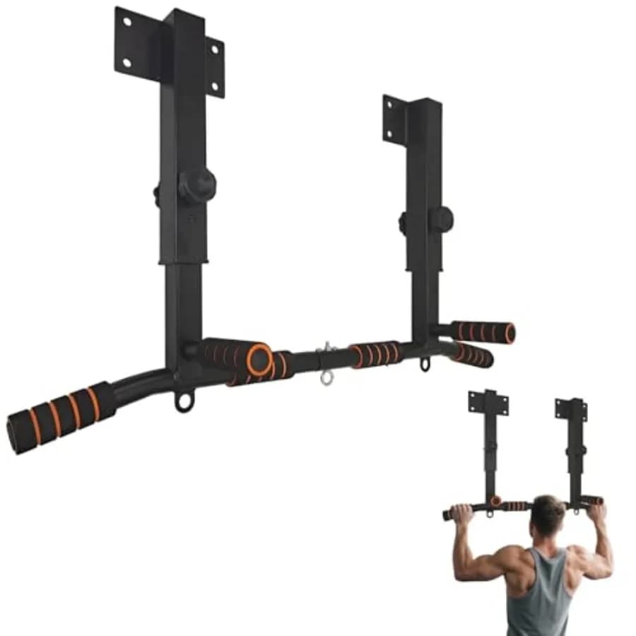 Barra per trazioni montata a soffitto per allenamento della parte superiore del corpo, con supporto da 200 kg, design in metallo nero resistente