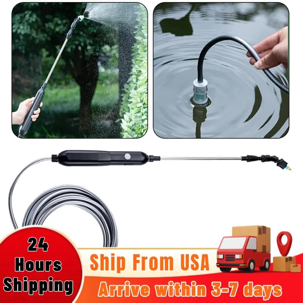 Garden sprayer Rechargeable with 2 Ugelli and 2/4/6/10M pipe, Water sprayer Portable for Gardening and Cleaning