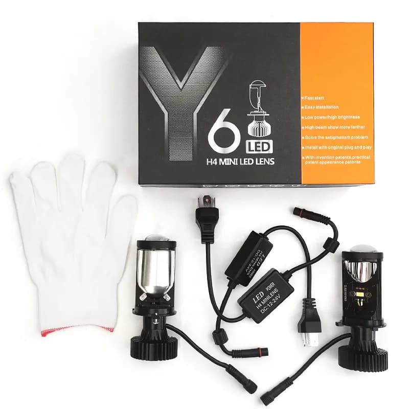 Y6D H4 Fari Auto H4 LED Mini Lente del proiettore Fascio alto e basso Turbo Fan Auto LED H4 Lampada 12V impermeabile