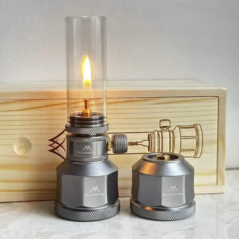 Lampada a gas da campeggio Piccola lanterna a gas in vetro sospesa portatile Mini serbatoio vuoto opzionale