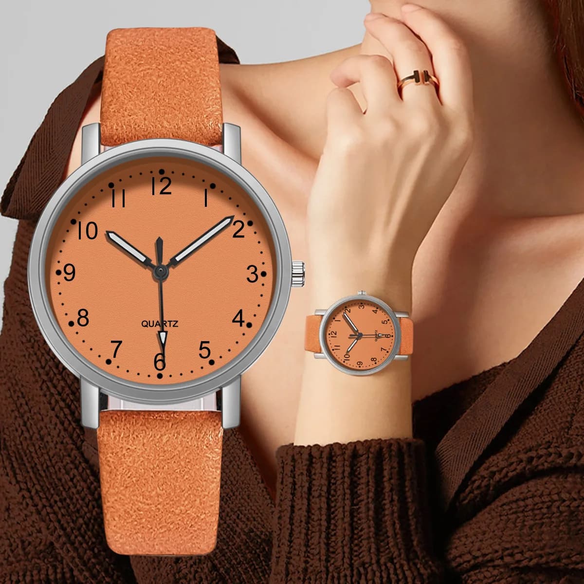 Orologio al Quarzo Vintage da Donna, Elegante Orologio da Polso Casual con Cinturino in Pelle PU, Regalo per Lei, Relogio Feminino