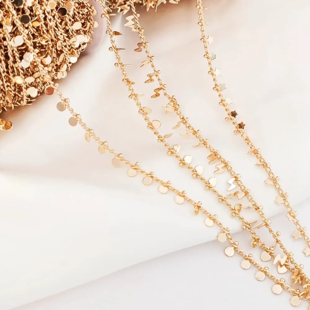 Materiale accessorio per collana braccialetto fai da te con catena fatta a mano con stella a cinque punte tempestata di oro 14 carati