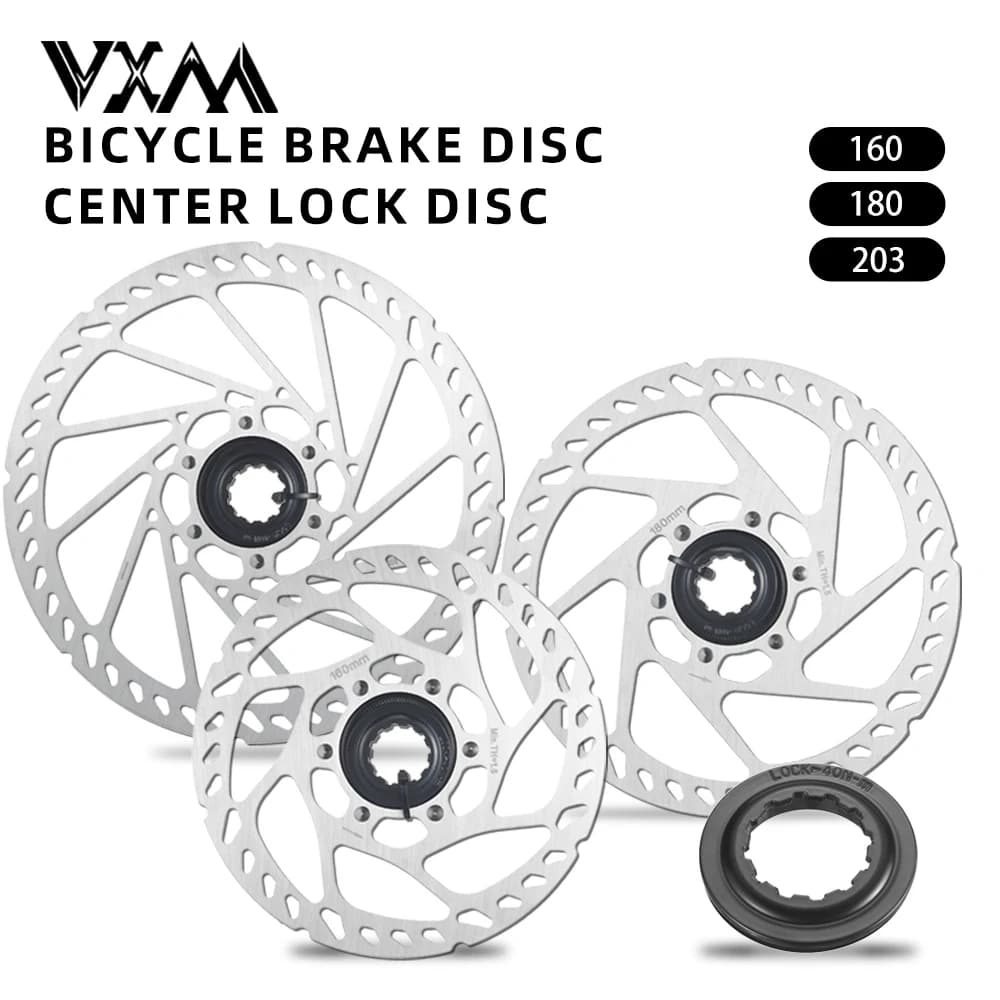 VXM Rotore del freno della bicicletta ultraleggero 160/180/203mm Hollow in acciaio ad alta resistenza MTB Bike 6 bulloni/blocco centrale Rotori dei freni a disco Pastiglie