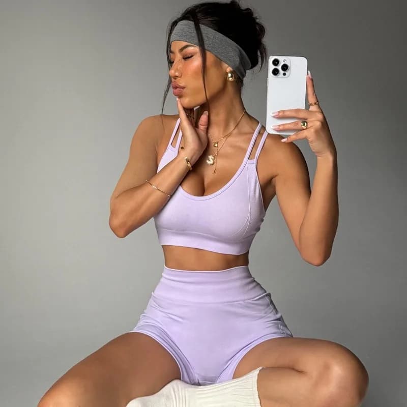 2026 Spring and Summer New Casual Women's Vest Top Shorts Yoga Set Cycling Fitness Sports Outdoor Quick Drying