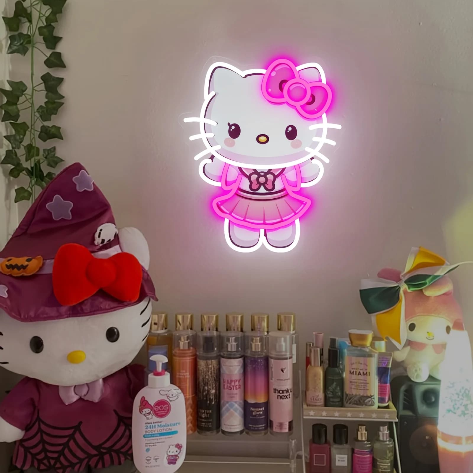 Insegna LED Neon Hello Kitty, Decorazione per Cameretta, Luce Notturna LED Sanrio per Compleanni, Matrimoni, Feste, Camera da Letto, Decorazione per la Stanza degli Uomini, Dimmerabile