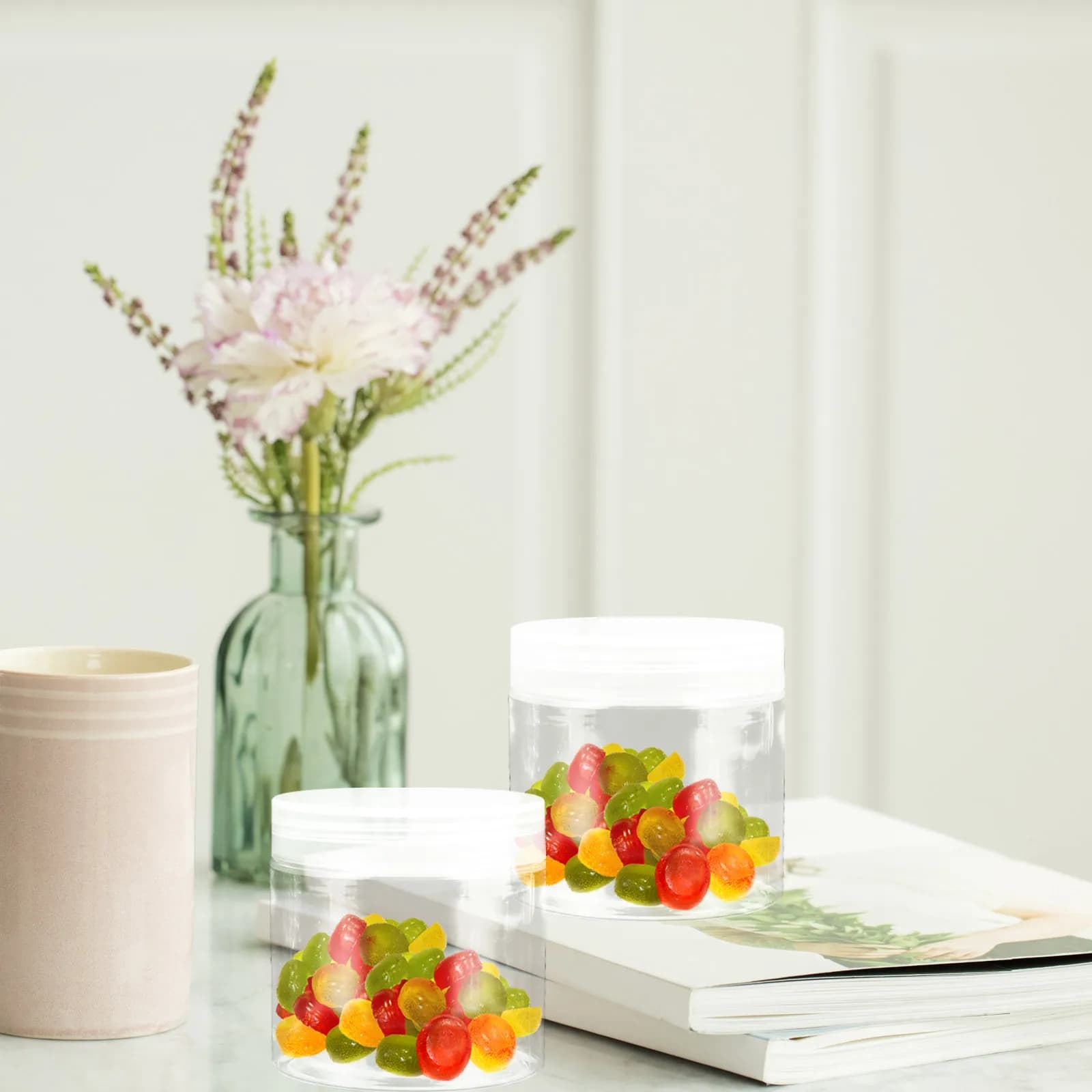 20Pcs Plastic Food Storage Bottles Sealing Containers for Beans Nuts Spices Dried Fruit Coffee Beads Kitchen Small Storage