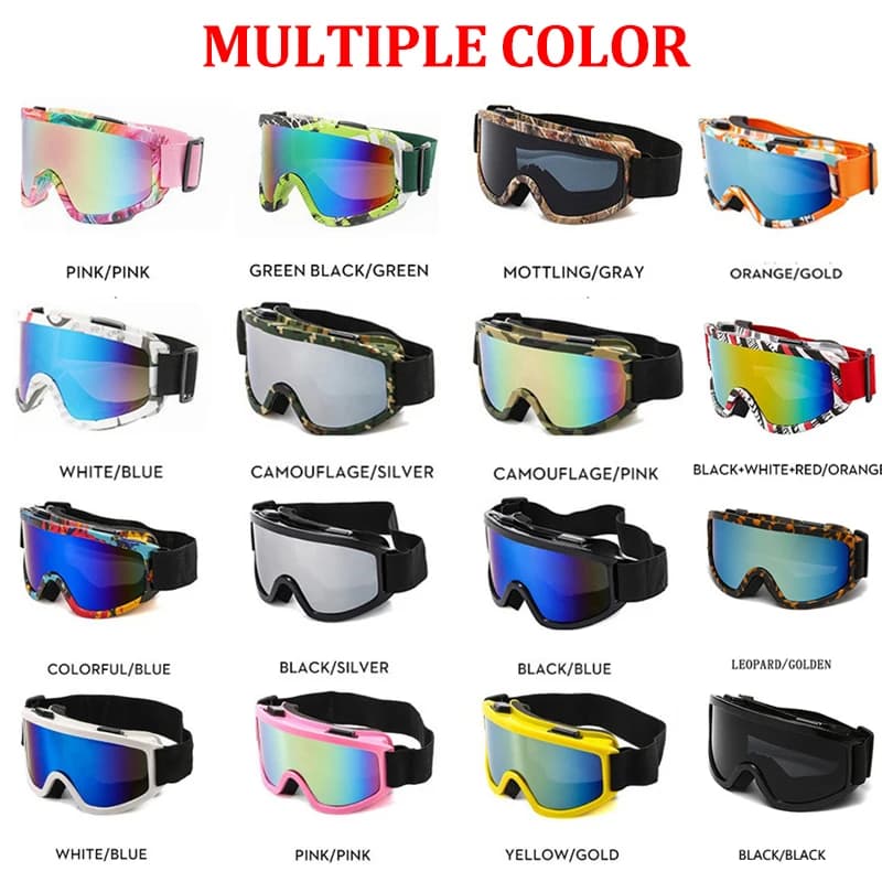 Occhiali da sci con montatura grande con lenti colorate Occhiali da moto anti-collisione antiriflesso Occhiali da sci per snowboard da neve per sport all'aria aperta