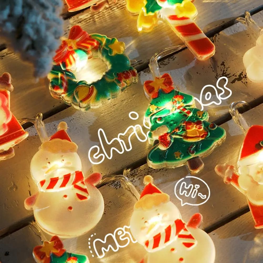 Lampada decorativa Luce per tende a LED Alimentata a batteria Luci a corda per pupazzo di neve di Babbo Natale a LED per decorazioni per feste di Natale Facile