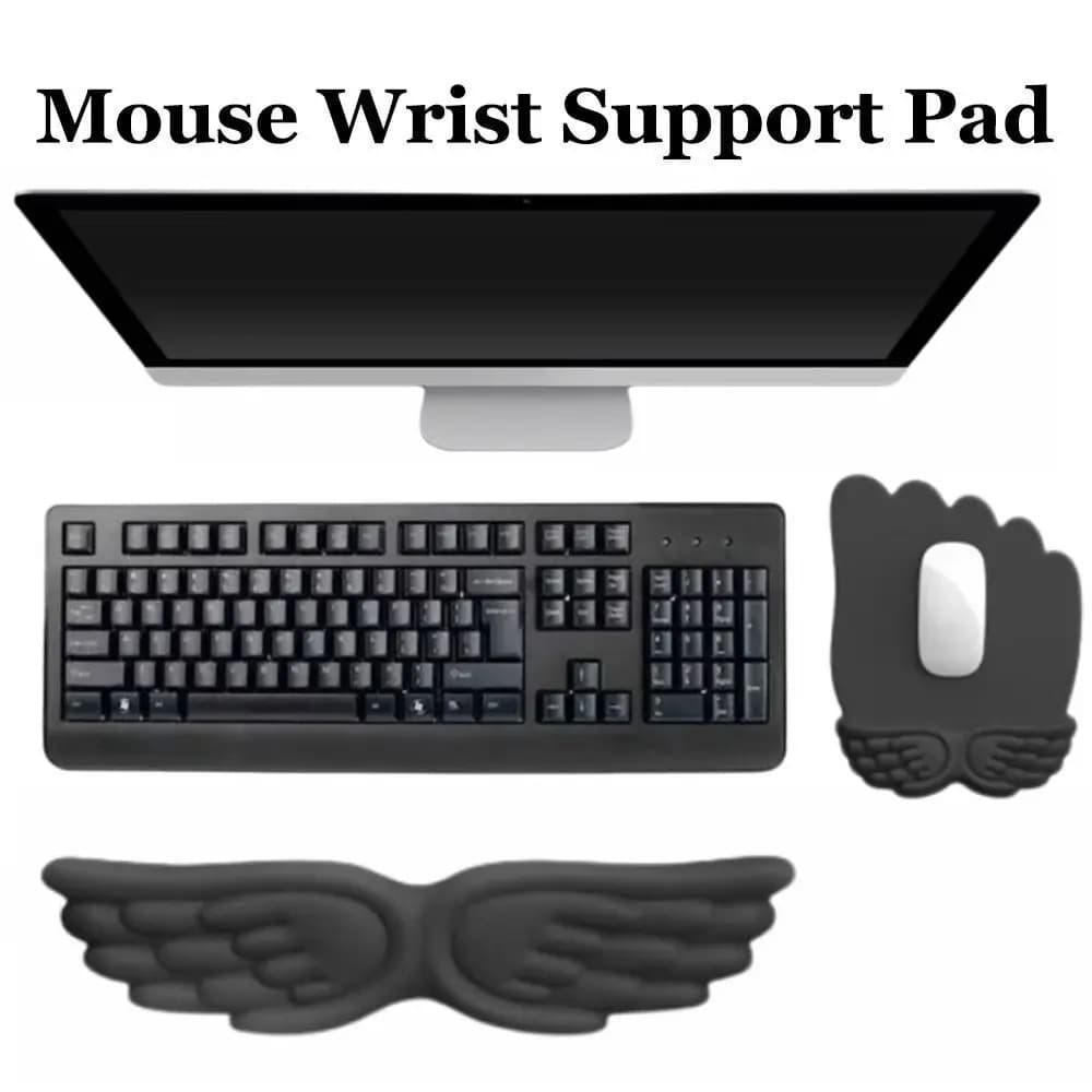 Supporto per Polso Mouse a Lento Ritorno, Design Creativo a Ala, Cuscino Ergonomico per Mouse, Poggiapolsi Comfort per Tastiera