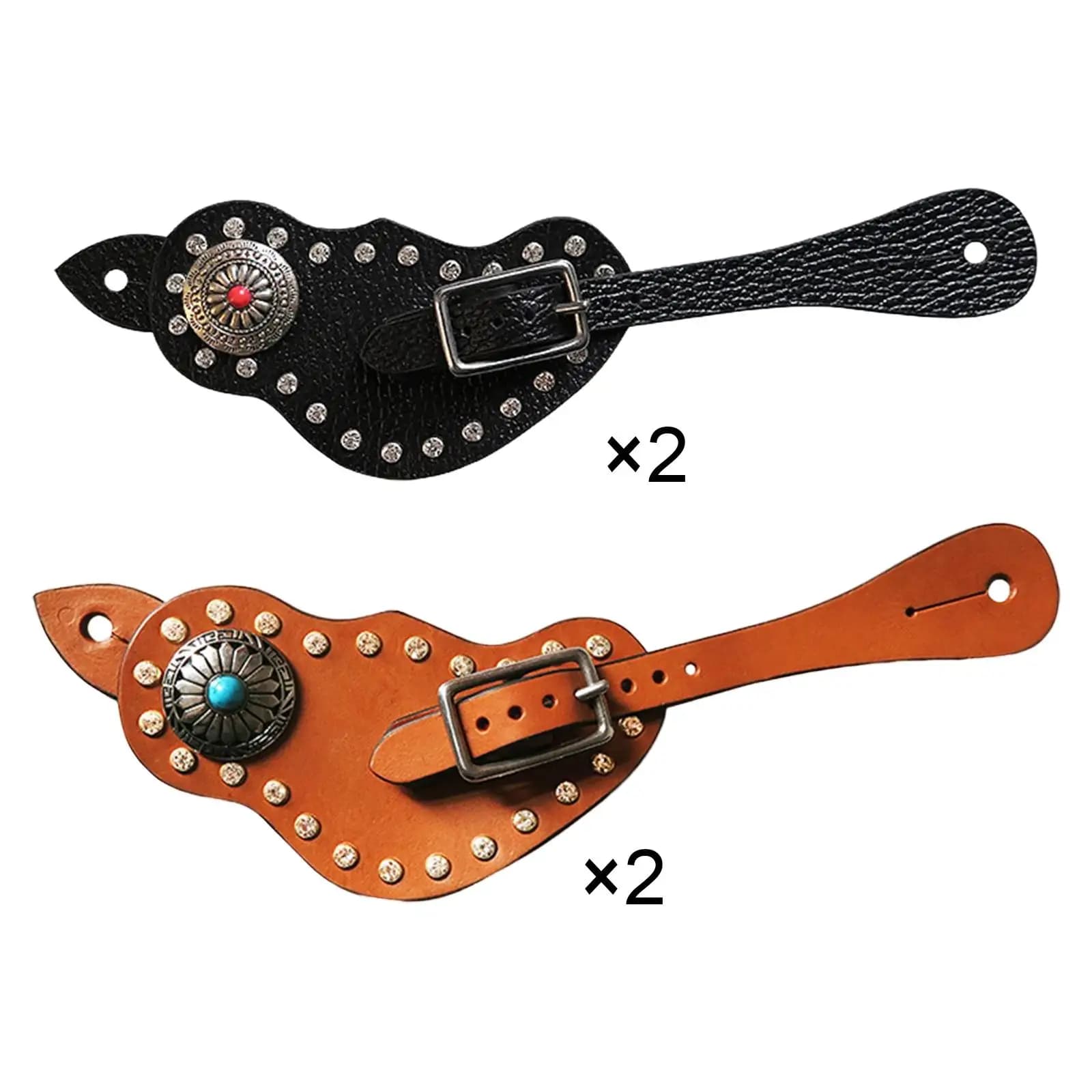 Cinturino per sperone in stile retrò con fibbia, fatto a mano in pelle PU, accessori western per cavalli, per stivali da cowboy da donna