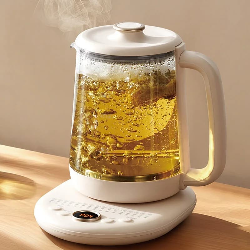 Bollitore Elettrico Multifunzione 2L in Vetro con Controllo Temperatura, Teiera per Infusi e Pentola Elettrica per Zuppa di Nido d'Uccello con Funzione Timer