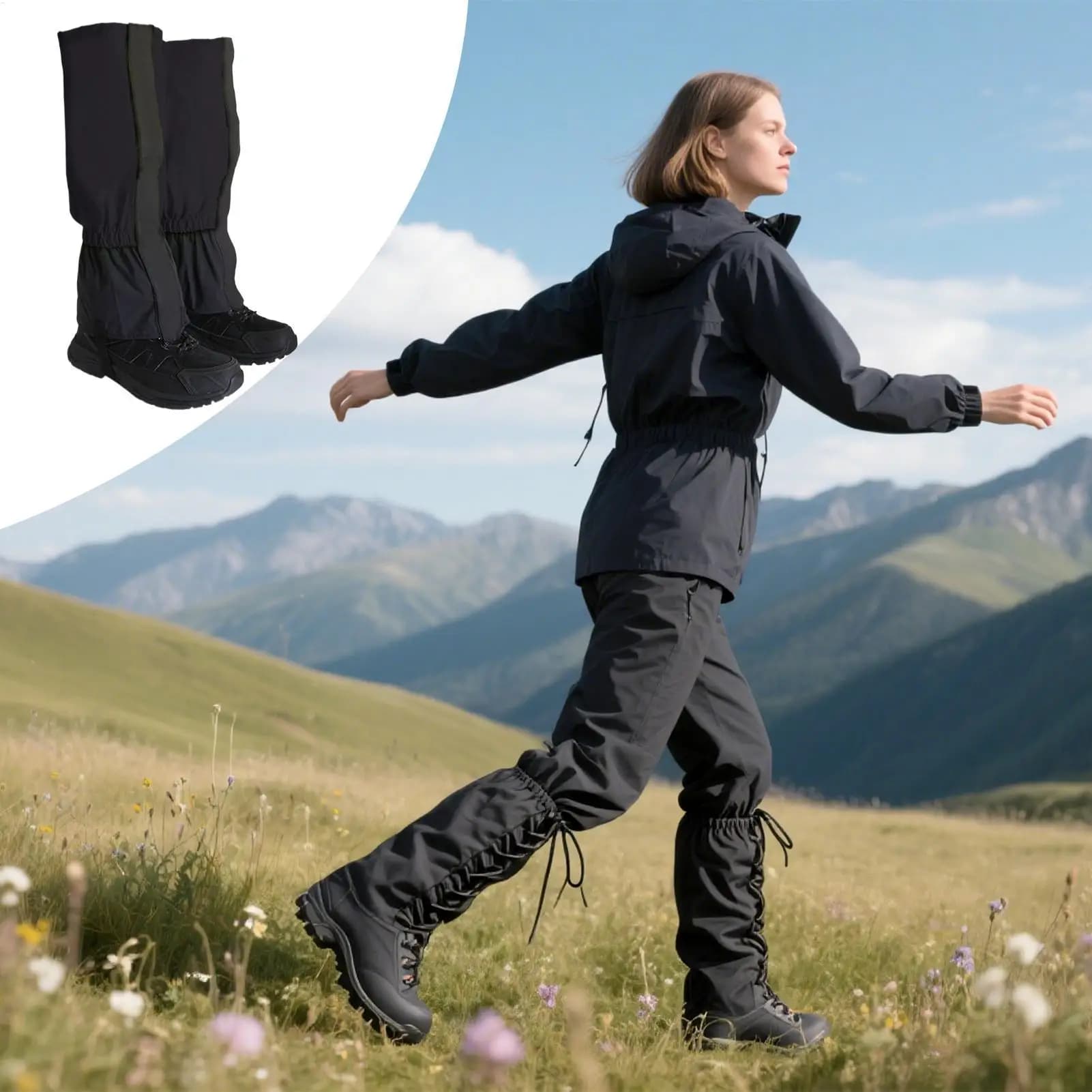Ghette da trekking Scarponi da trekking impermeabili in 2 pezzi Ghette Protezione antipioggia per polpacci Forniture da giardinaggio per paesaggistica Donna Uomo