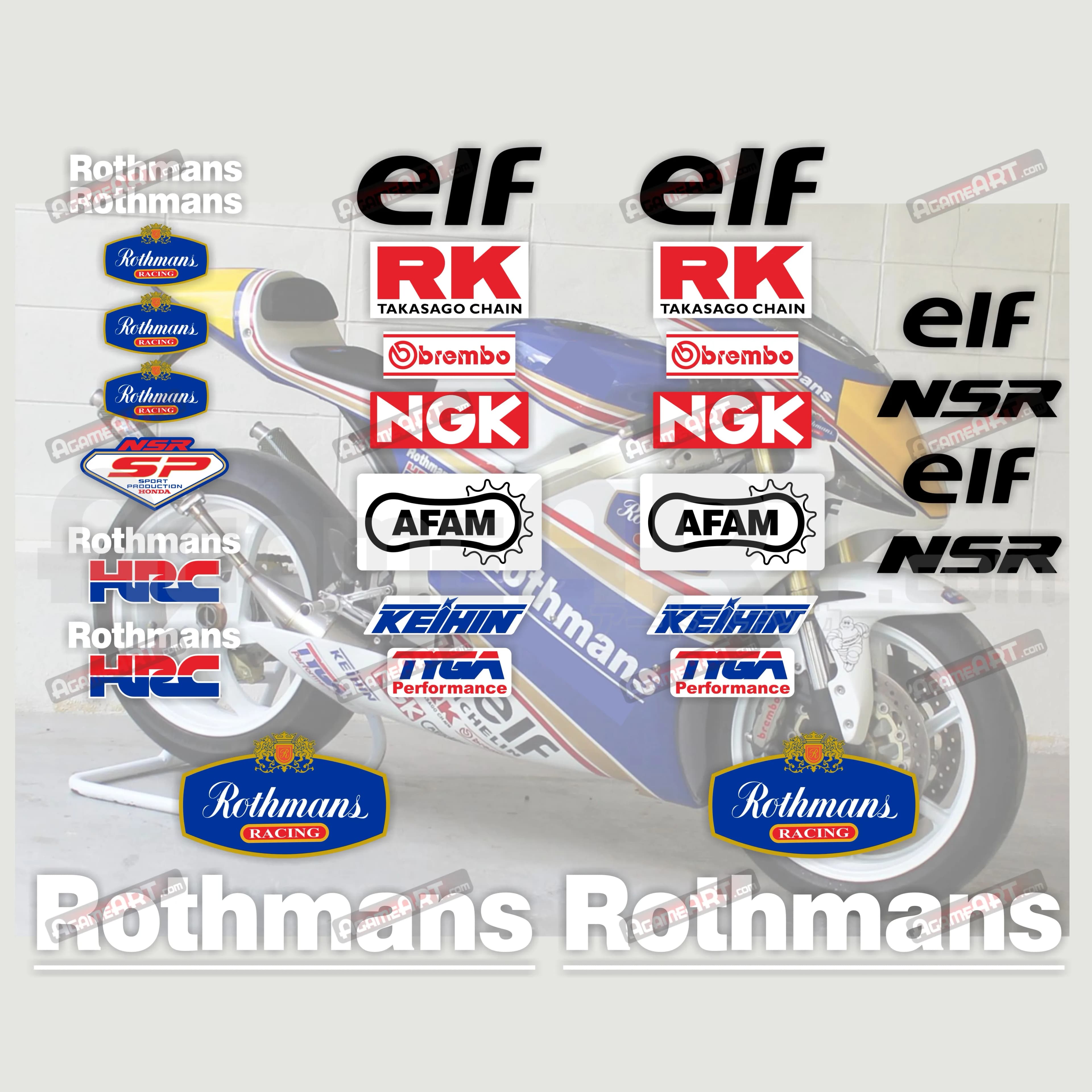 Per Honda NSR250R NSR500 SP Rothmans impermeabile decorativo stampato carenatura decalcomania Kit accessori moto adesivi