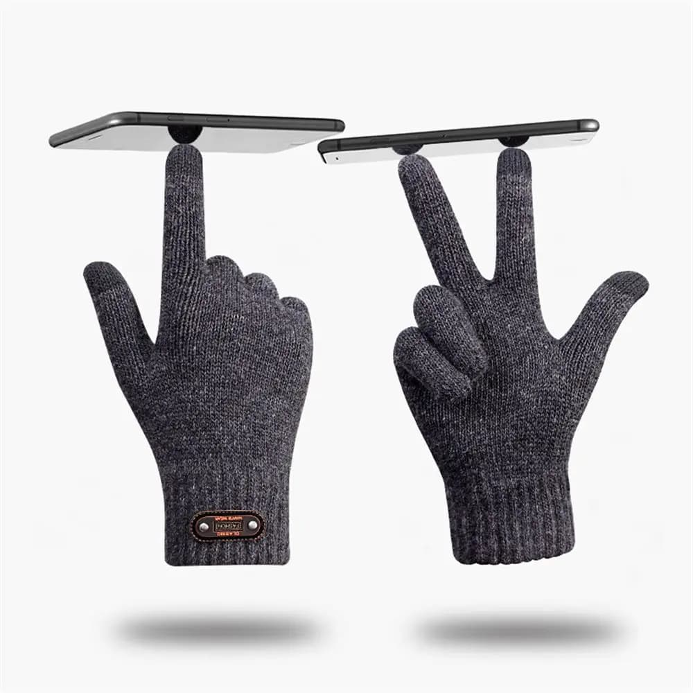 Hot Winter Gloves in Thick Wool, Guide Gloves with Full Fins, Knitting Gloves with Touch Screen Function