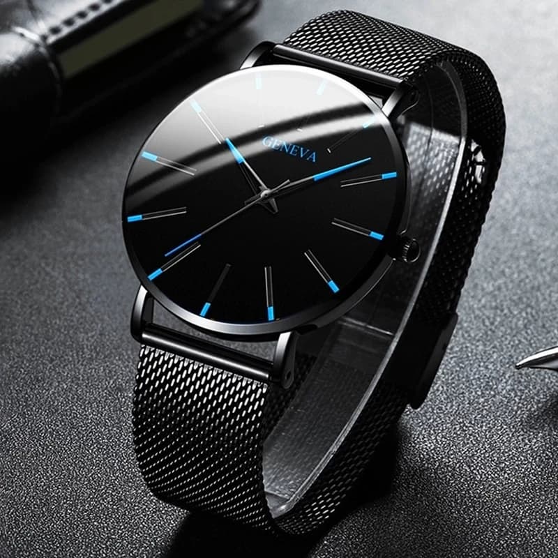 Minimalist Mens Fashion Ultra Thin Watches Simple Men Business Mesh Belt Quartz Wrist Watch Relogio Masculino