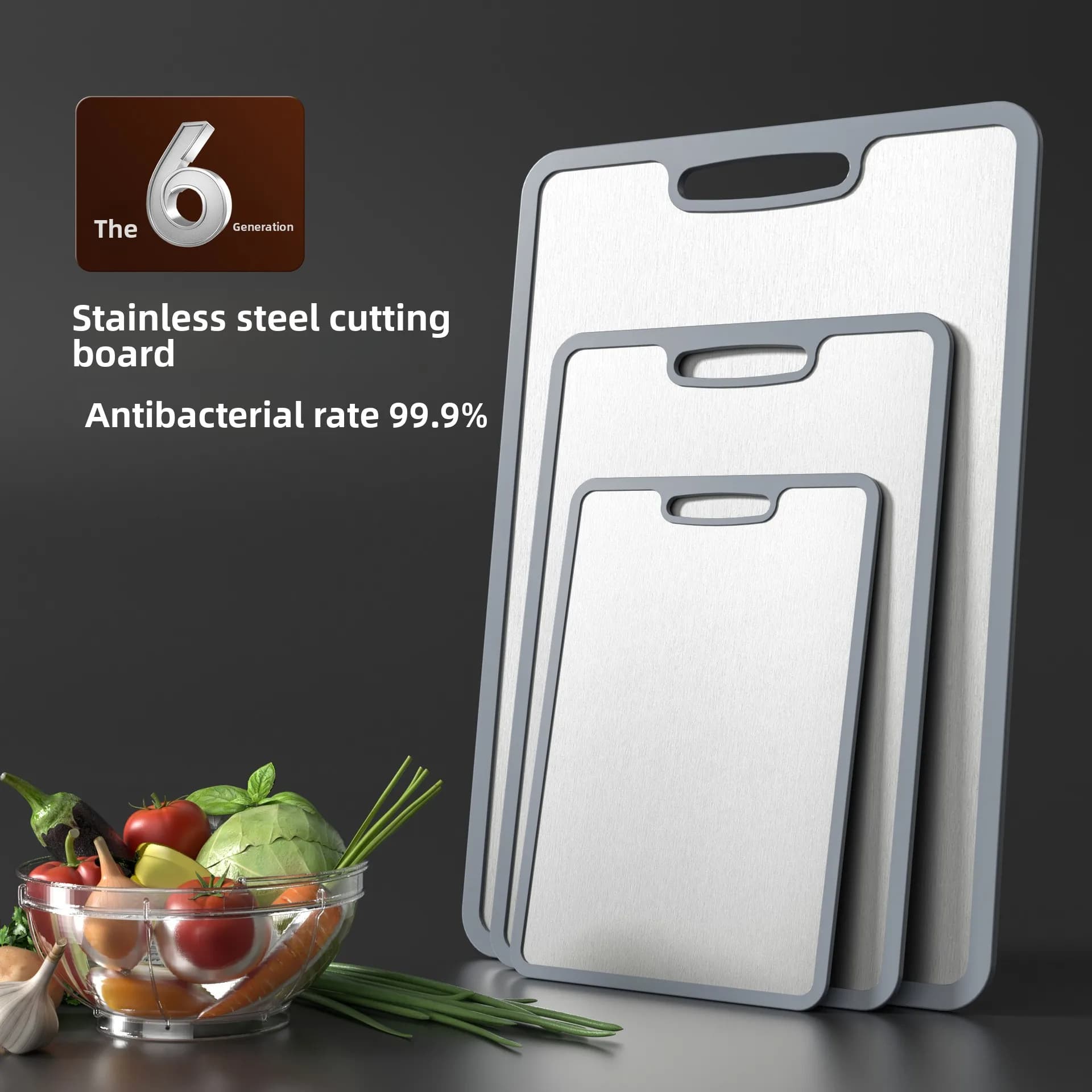 Stainless Steel Plate 304 with Silicone Board TPE Anti-slip, Anti-bacterial, Double Side Kitchen