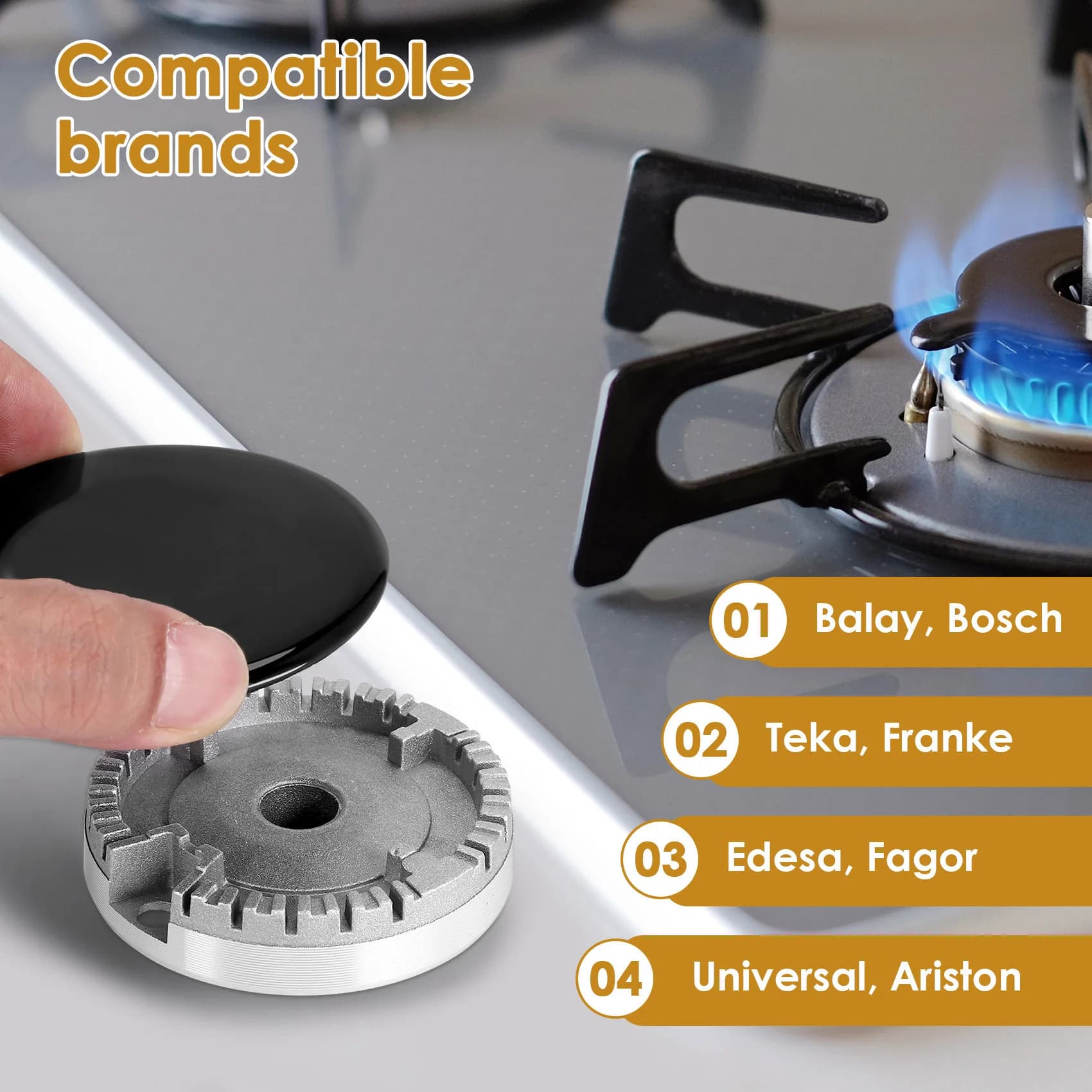 Luckshopping 1Set Cooker Hat Set Stove Lid Upgraded Gas Burner Flame Cap Fits Most Gas Stove Burners