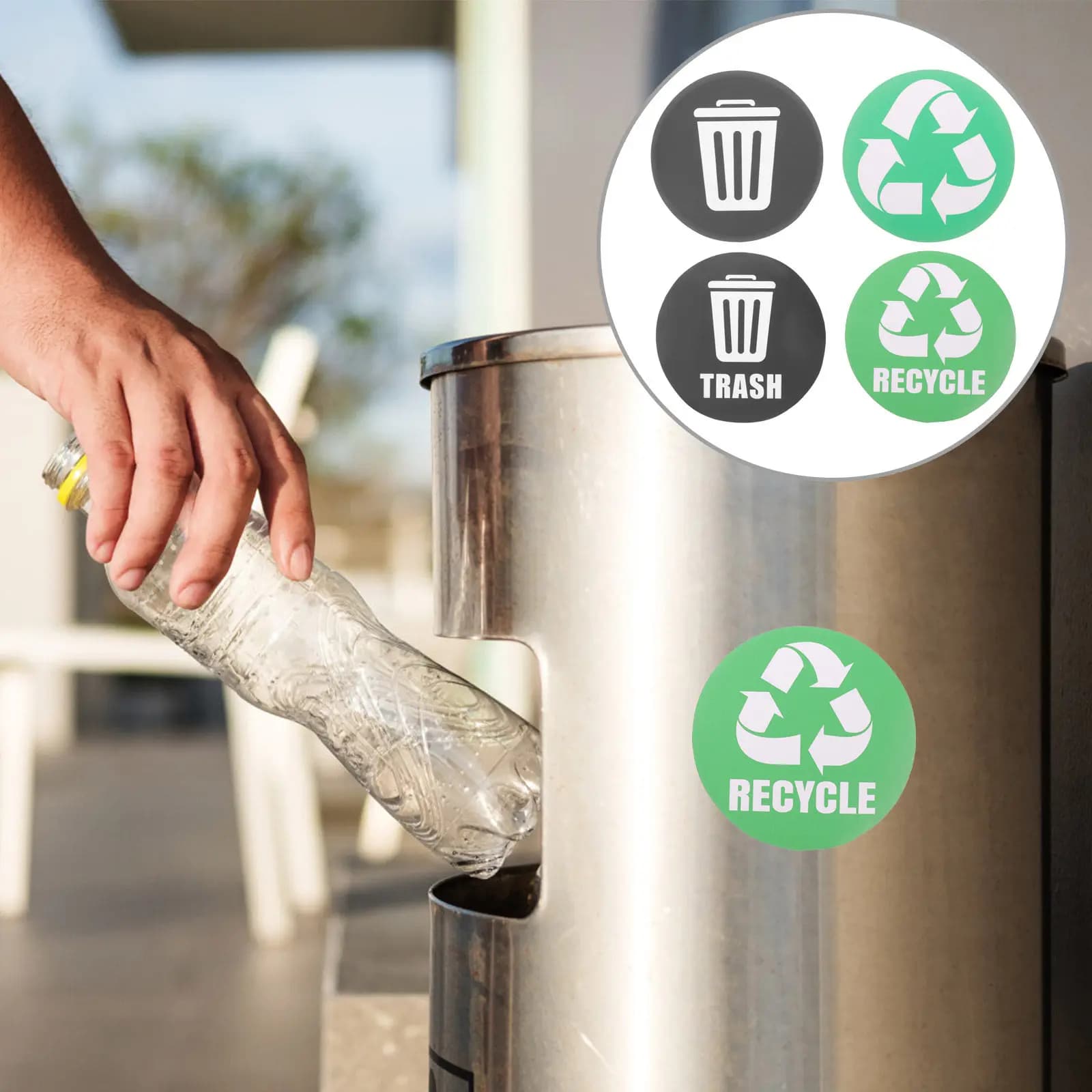 12 Etichette Adesive per Riciclaggio, Adesivi in PVC per Bidoni della Spazzatura, Decalcomanie per Classificazione Rifiuti e Smistamento dei Rifiuti per Ufficio