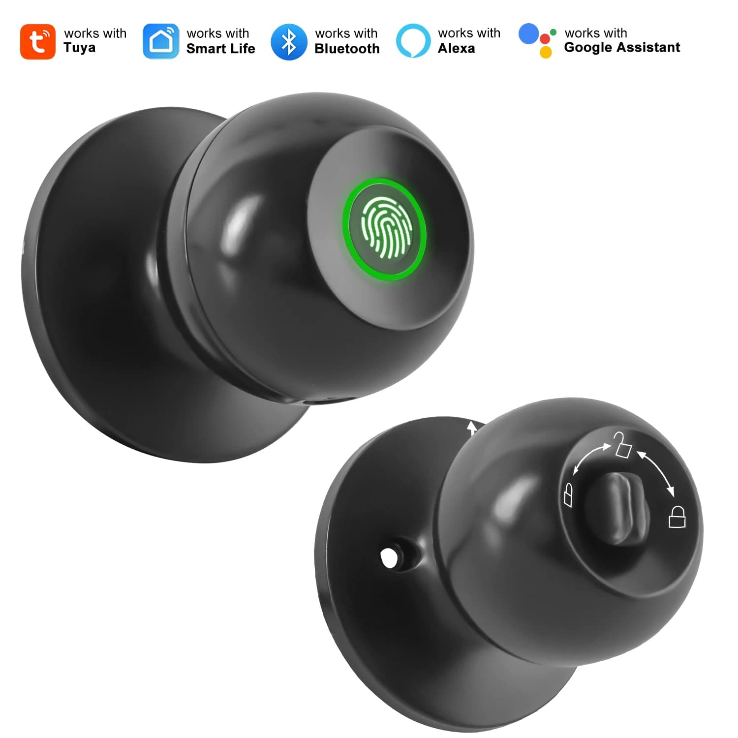 Serratura Intelligente Tuya con Impronta Digitale, Serratura Sferica Biometrica, Dispositivi Smart per Casa, Protezione di Sicurezza, Automazione Residenziale