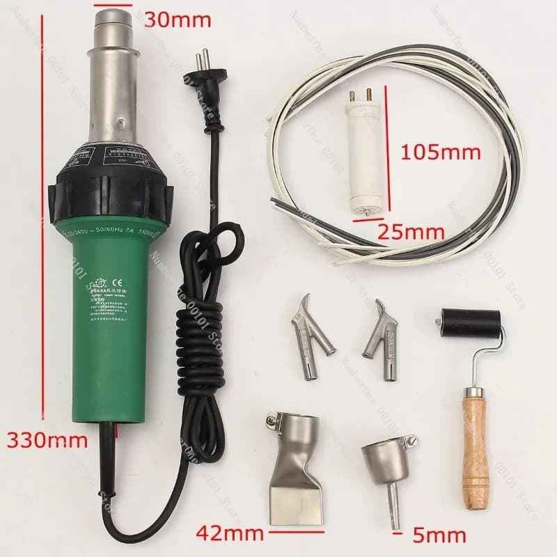 Pistola termica per saldatura di plastica da 1600 W con 2 ugelli di saldatura rapidi e aste di saldatura HE extra
