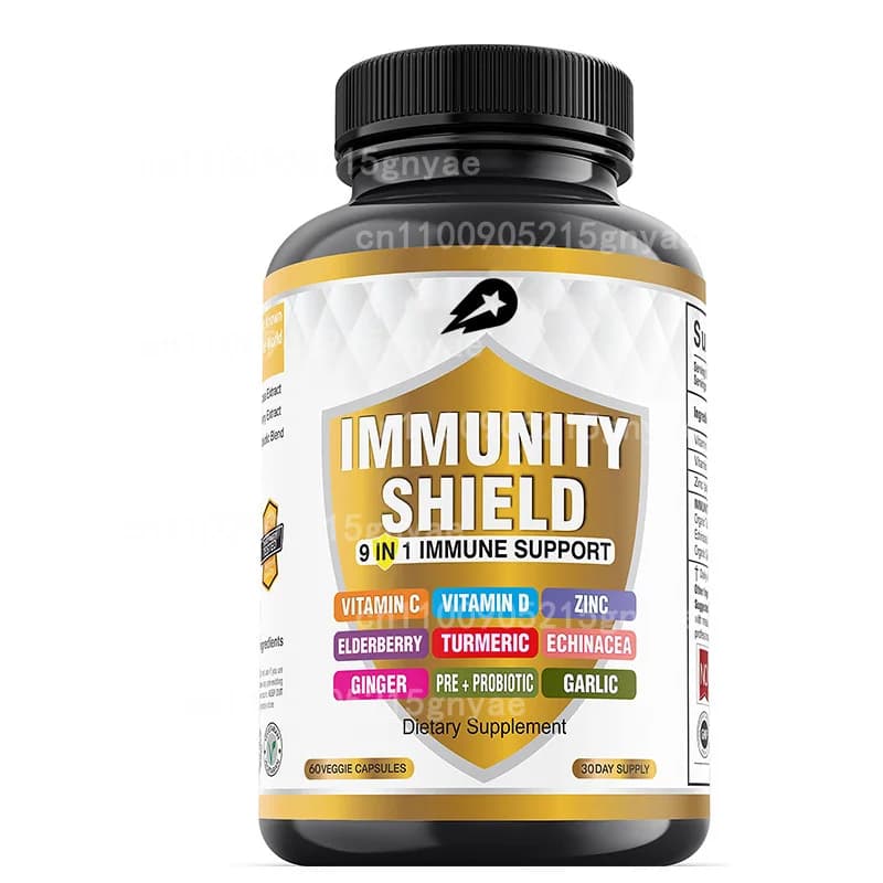 Supplement for immune support 9 in 1 - Sambuco, Zinc, Vitamin C, 60 capsules
