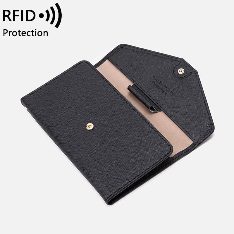 Borsa Porta Passaporto Multifunzionale, Protettore Portatile per Biglietti Aerei, Portafoglio in Pelle Multi-card, Semplice Porta Carte e Certificati Multistrato