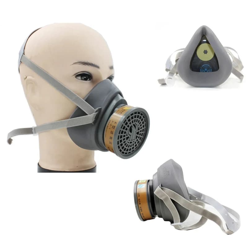 Nuova maschera antipolvere per gas per verniciatura a spruzzo Sicurezza sul lavoro industriale Respiratore per gas chimico Maschera per il viso Cartuccia filtrante al carbonio