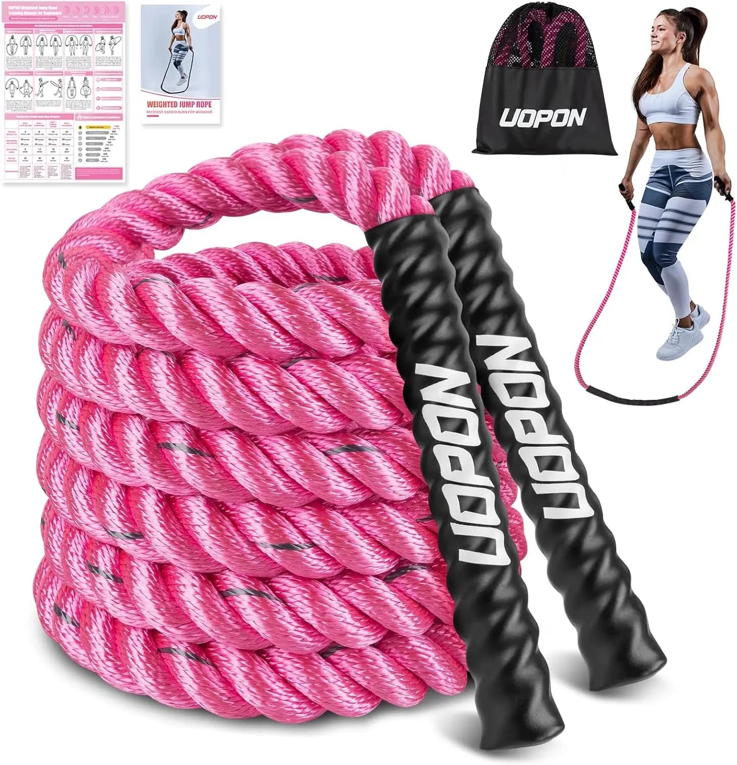 Weight jumping rope for women with didactic poster, 1.25 pounds heavy jump rope for muscle development and development