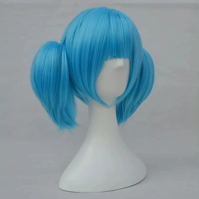 2026 Sally Face Sallyface Cosplay Wig Short Blue Heat Resistant Synthetic Hair Clip Ponytails Wigs JRXG7