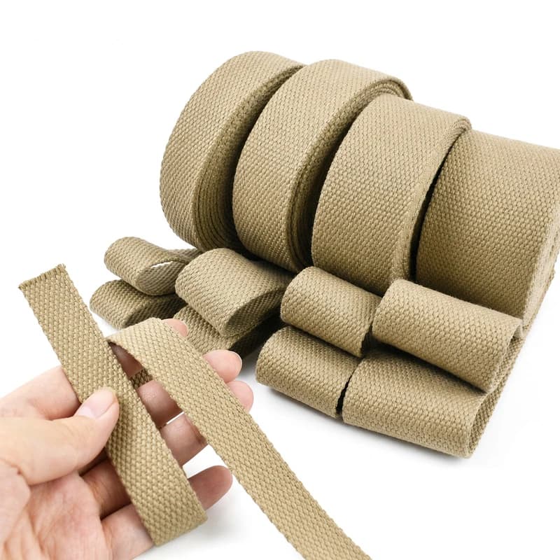 Meetee 5Meters 20-50mm Cotton Webbing Band Khaki Ribbon Belt Canvas Bags Strap Home Decoration Tapes DIY Sewing Accessories