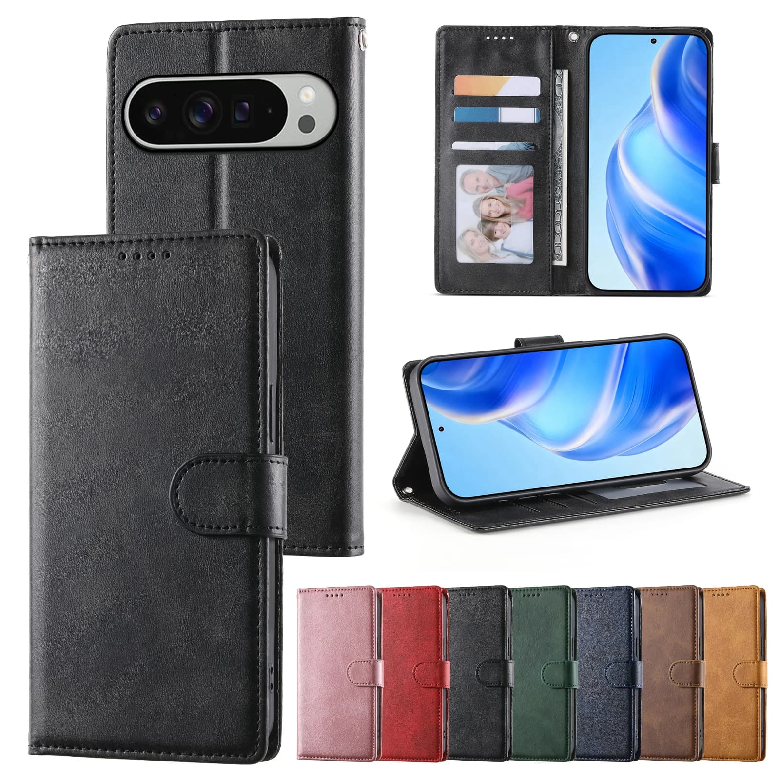 Custodia a libro in pelle Business Flip per Google Pixel 10 9 Pro XL 10A 9A 8 8A 7A 7 10Pro con slot magnetico per carte, funzione portafoglio e supporto a libro