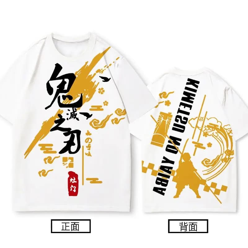 T-shirt da uomo alla moda in stile giapponese, sottile, estiva, ad asciugatura rapida, in collaborazione con Demon Slayer