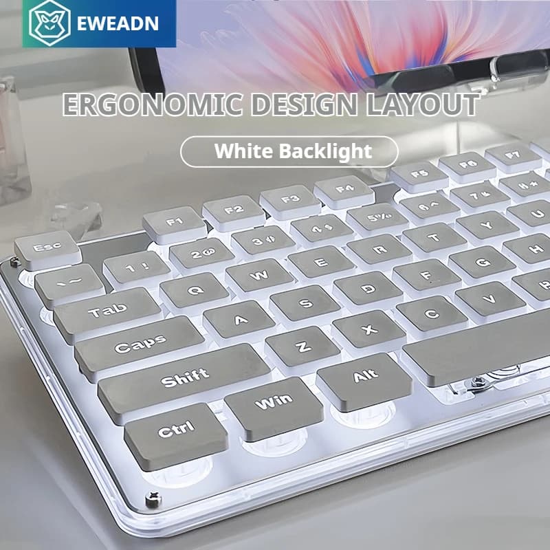 EWEADN V3 Silent Office wireless keyboard and mouse set, 104 full size keys with Pudding headphones, for games and office, laptop/PC