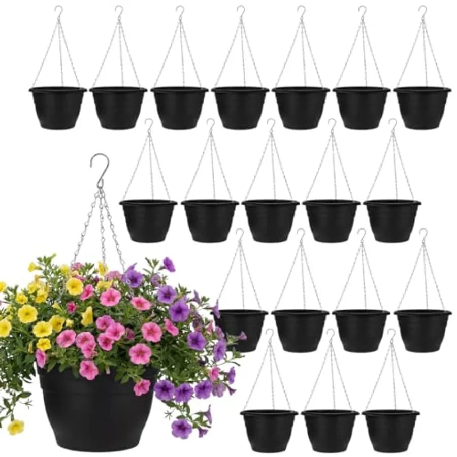 Set di Vasi Sospesi in Plastica con Vassoi di Drenaggio, Fioriere Autoirriganti per Piante da Interno ed Esterno