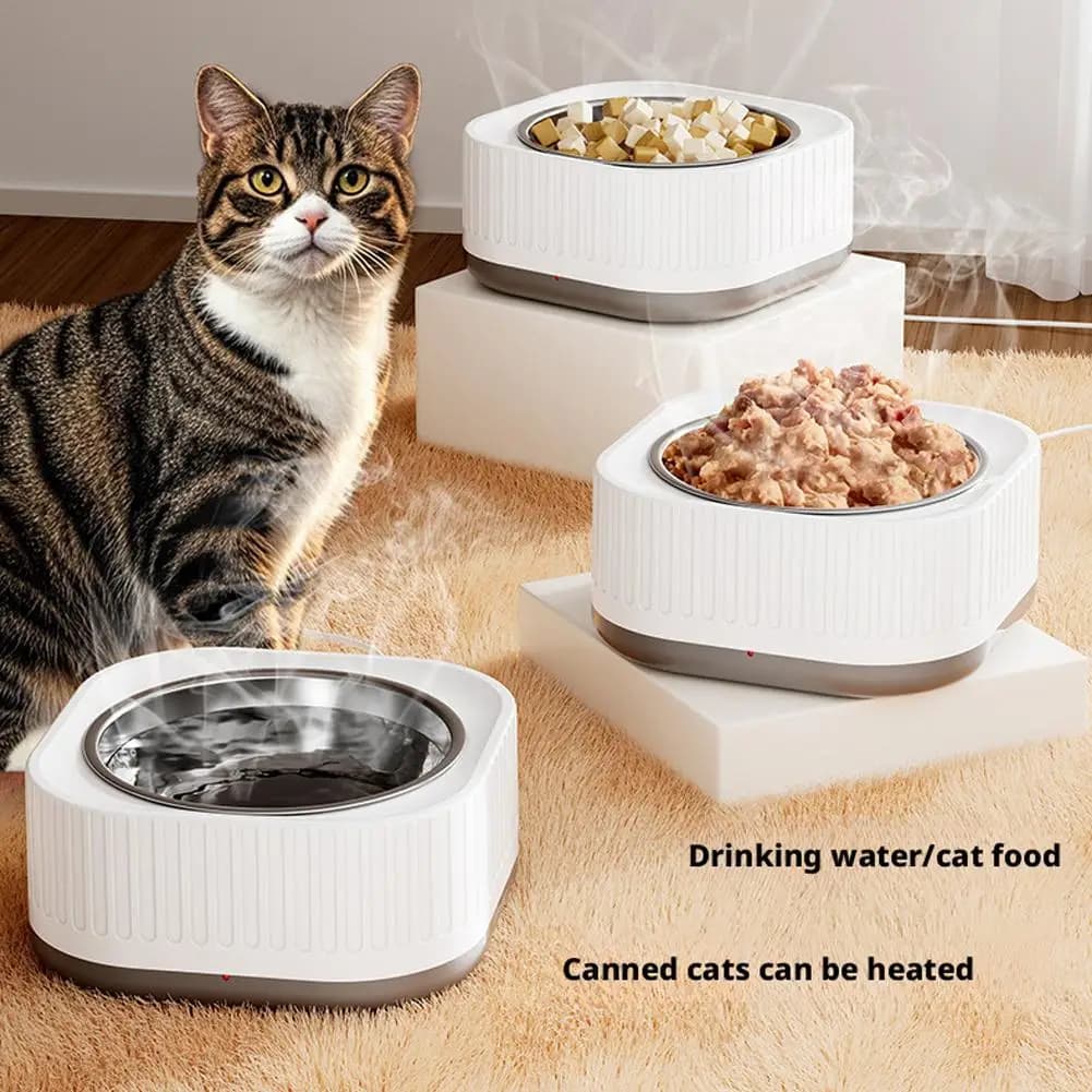 Ciotola Riscaldante per Animali Domestici per Acqua/Cibo, Ciotola Riscaldante Silenziosa per Gatti, Mantiene Caldo l'Acqua per Cani in Inverno, Temperatura Costante, Accessorio per Animali C0O8
