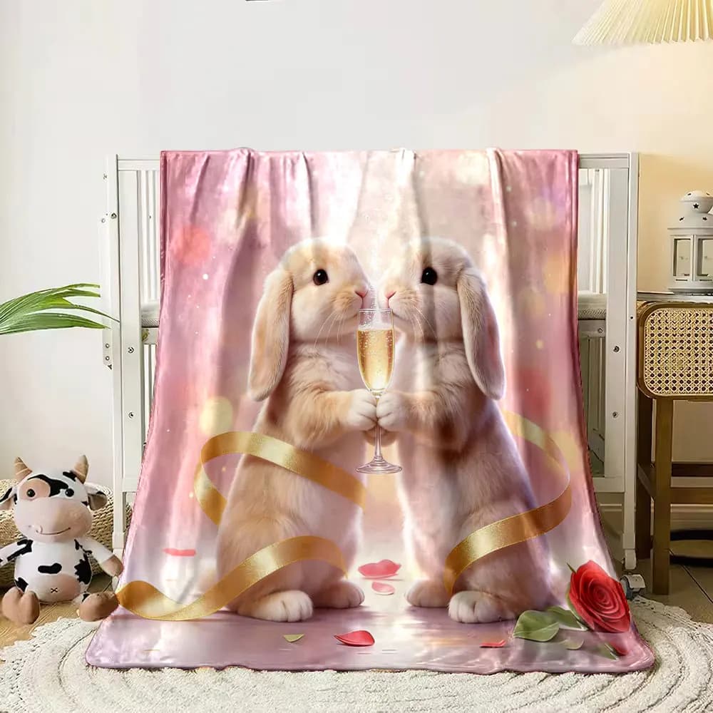 Tema d'amore multiformato Coperta con stampa di 2 animali Coperte calde per bambini adulti Viaggio a casa Coperta morbida e confortevole Regali