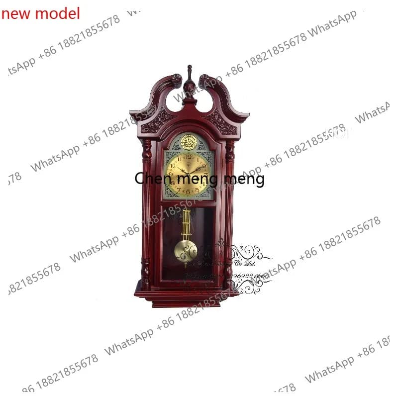 Orologio a pendolo da parete in legno d178: un fantastico segnatempo con numeri neri e cornice in ottone